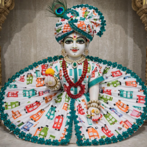 Laddu Gopal Toy Train Cotton Summer Poshak and Pagdi