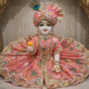 Peach Blossom Cotton Summer Dress Set for Laddu Gopal