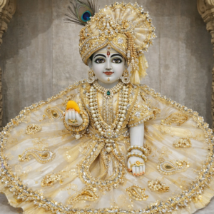 Shree Vallabh Golden Rajsi Laddu Gopal Poshak with Royal Pagdi
