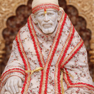 Soft Off white Floral Cotton Sai Baba Summer Dress with Red Designer Border