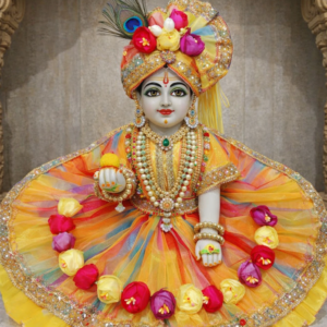 Vrindavan Phool Shringar Rainbow Net Designer Poshak Pagdi for Laddu Gopal