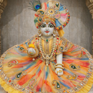 Vrindavan Rajsi Rainbow Organza Paisley Designer Poshak Pagdi for Laddu Gopal